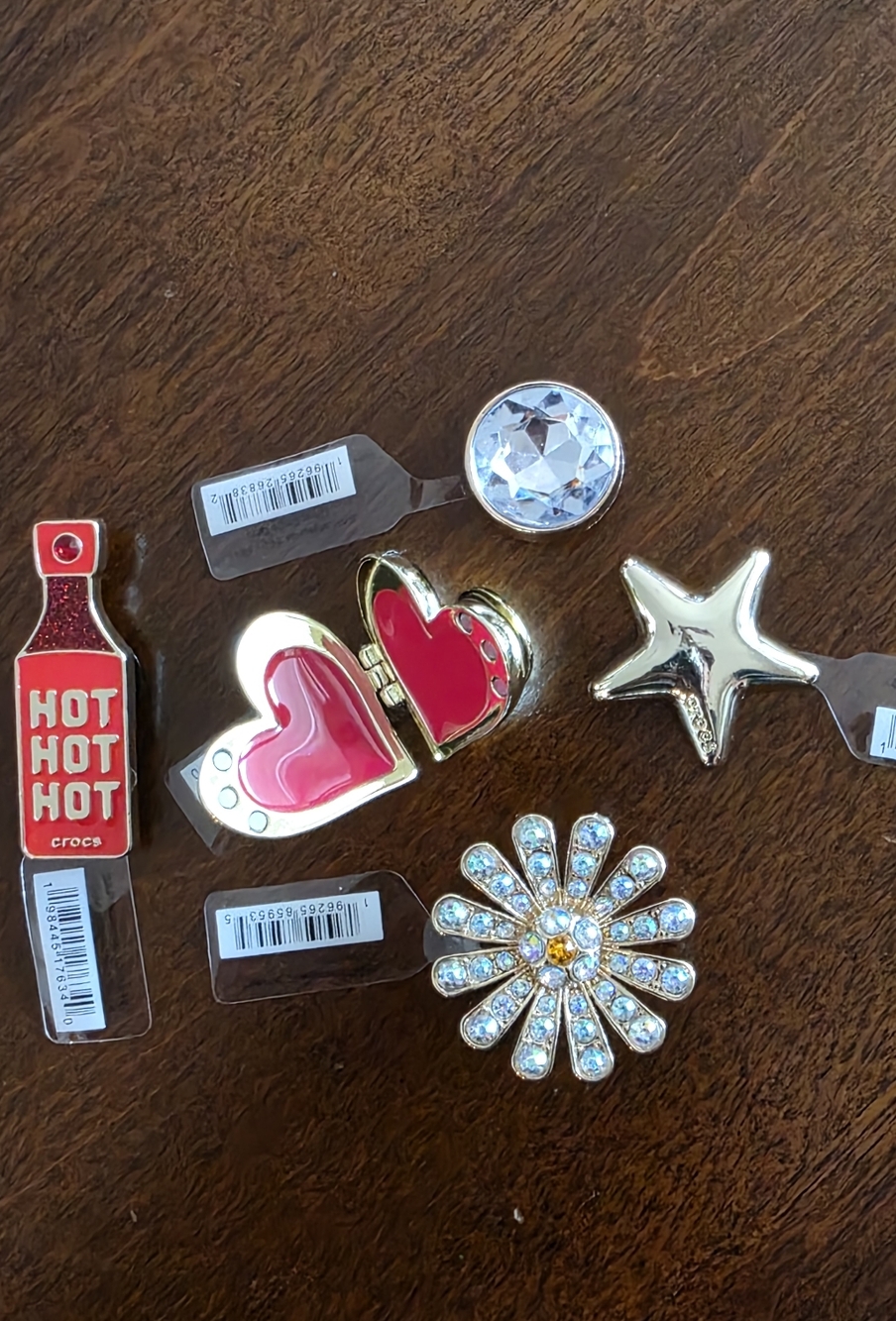 Crocs Charms Hart Locket, Hot Hot Hot Bottle, Star & Blinks, Lot Of 5, New